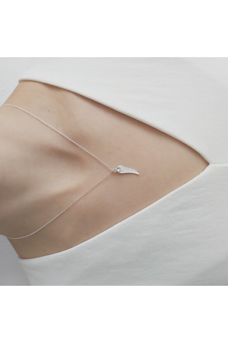 e-Crystal Колие с родиево покритие от сребро 925 с кристали Swarovski® Xirius 6 mm Crystal Clear - Wing