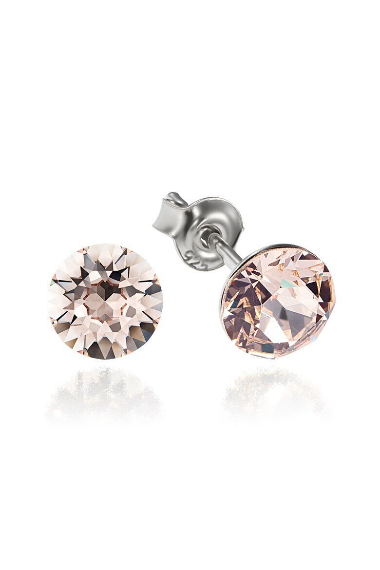 e-Crystal Обеци Сребро 925 родиево покритие с кристали Swarovski® Xirius 6 мм Розова пудра