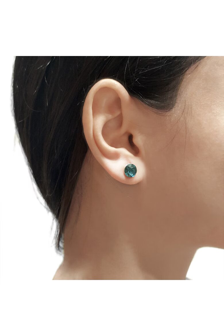 e-Crystal Обеци Сребро 925 родиево покритие с кристали Swarovski® Xirius 6 мм Розова пудра