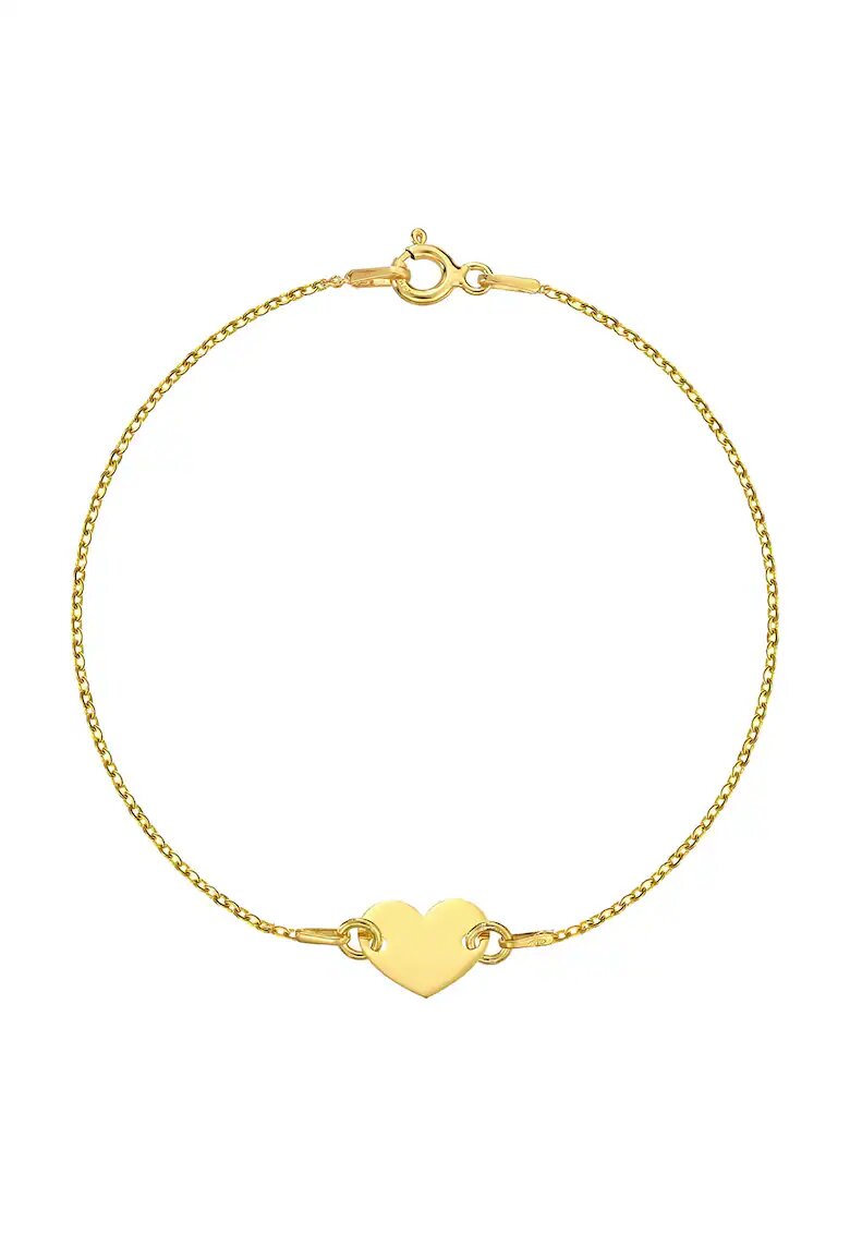 e-Crystal Златна гривна 585 - 14K с талисман Heart - 17 CM