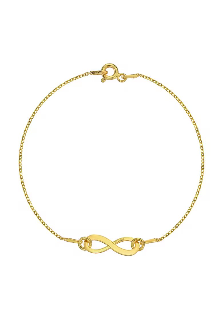 e-Crystal Златна гривна 585 - 14K с талисман Infinity - 19 CM
