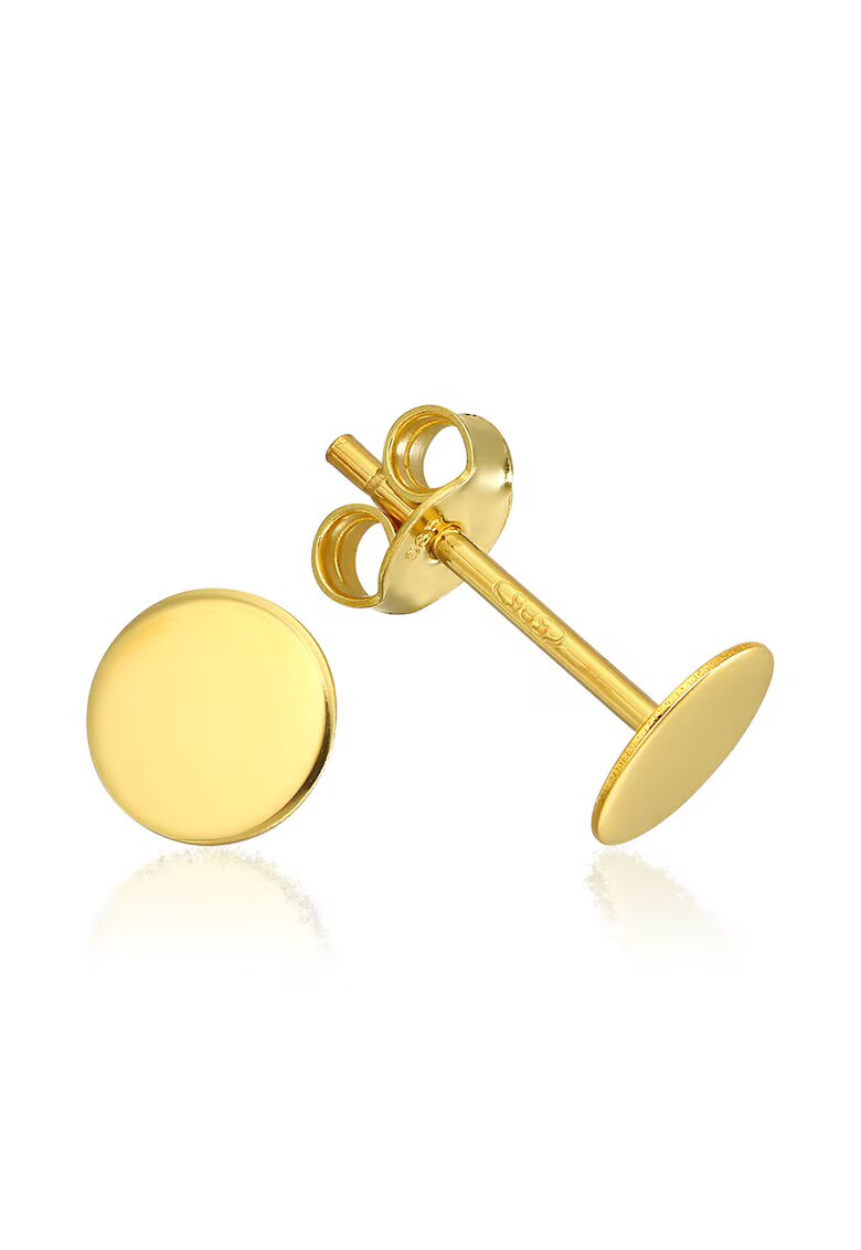 e-Crystal Златни обеци 585 - 14K кръгъл 6 mm винт