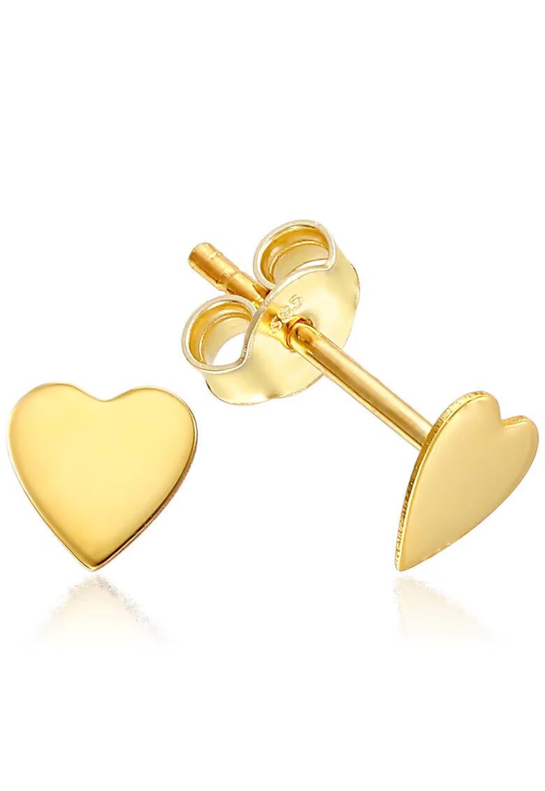 e-Crystal Златни обеци 585 - 14K сърце 6 mm винт