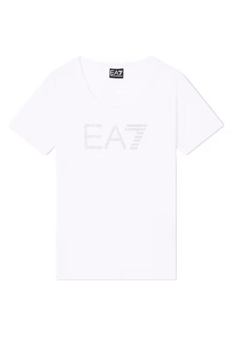 EA7 Дамска тениска TRAIN LOGO SERIES W TEE SS RN FANCY STRASS - Памук -