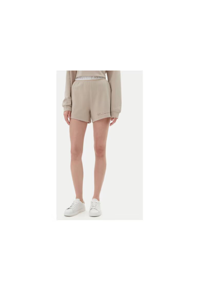 EA7 Дамски спортни шорти Emporio Armani 7W000280 AF12501 - Полиестер/Памук - Бежов - Бежов