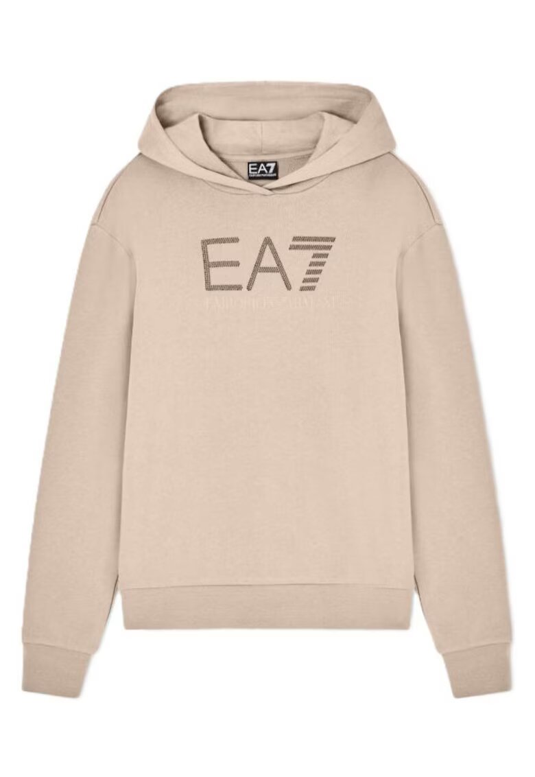 EA7 Дамски суичър TRAIN LOGO SERIES W HOODIE RN FANCY STRASS - Памук -