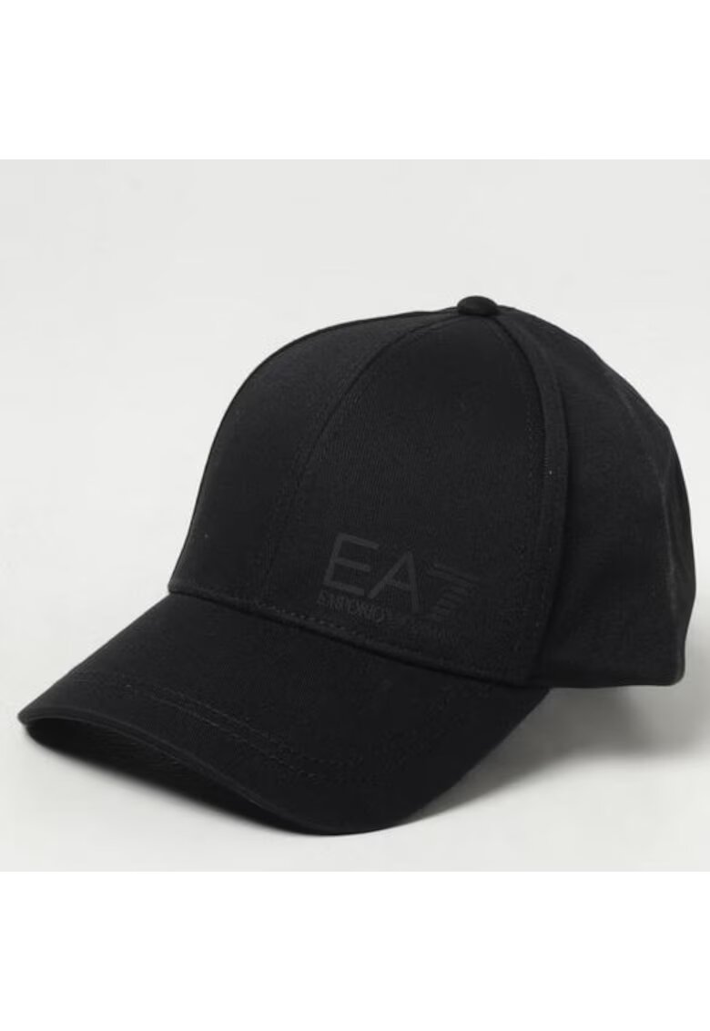 EA7 Мъжка шапка с козирка - Emporio Armani - черна - 100% памук