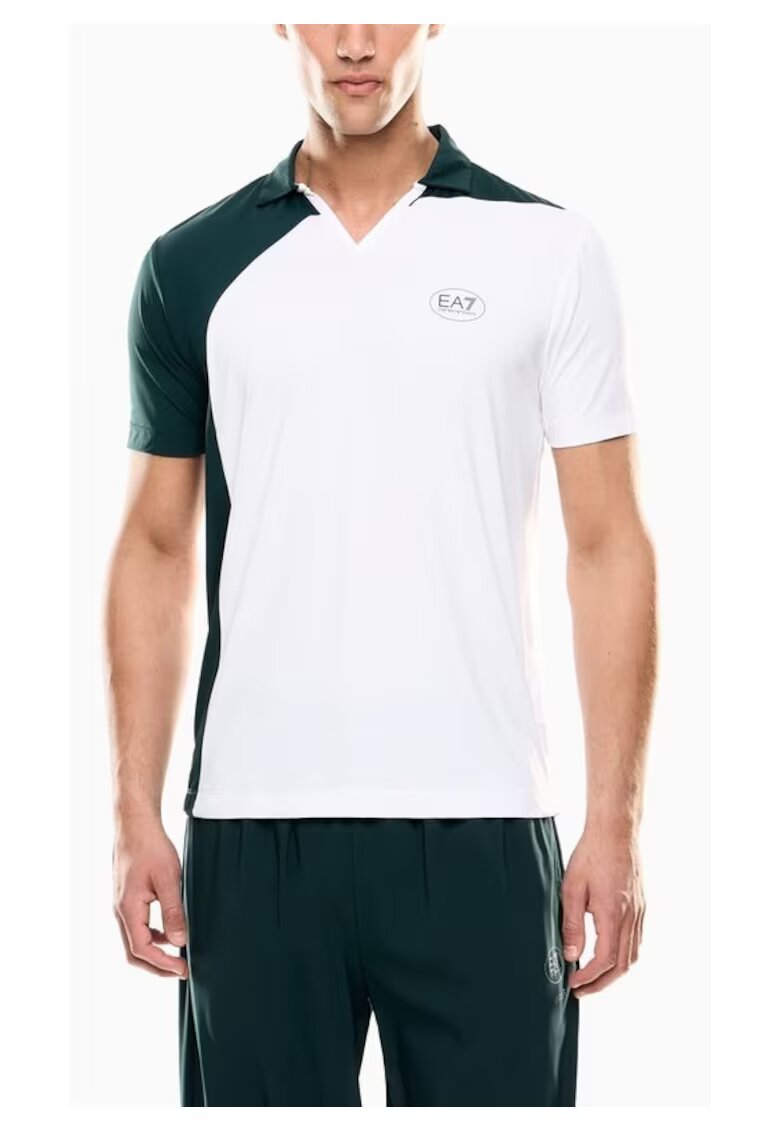 EA7 Мъжка тениска поло TENNIS PRO M POLO PA ST COLORBLOCK - Памук - Бяла