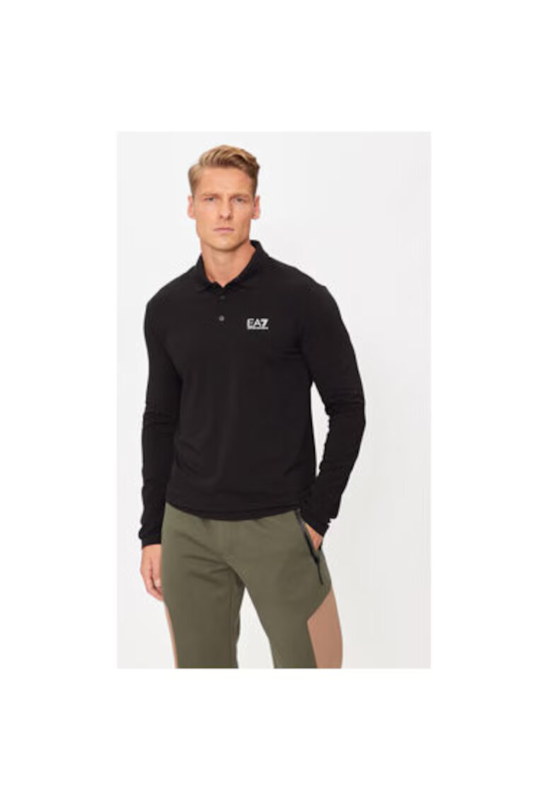 EA7 Мъжка тениска с яка Emporio Armani - 8NPF15 PJVQZ - Памук/Еластан - 3XL INTL - Черна