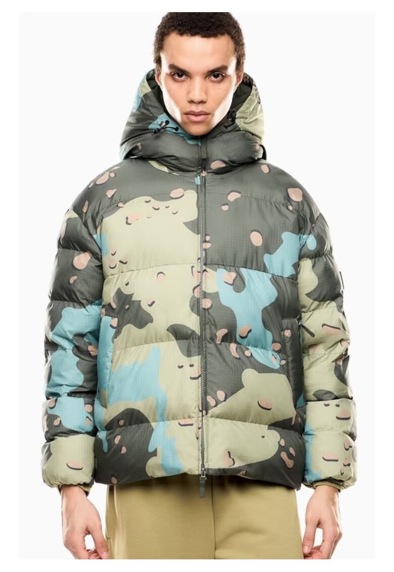 EA7 Мъжко яке MOUNTAIN M ECO DOWN HOODED JACKET GRAPHIC - полиамид - зелено