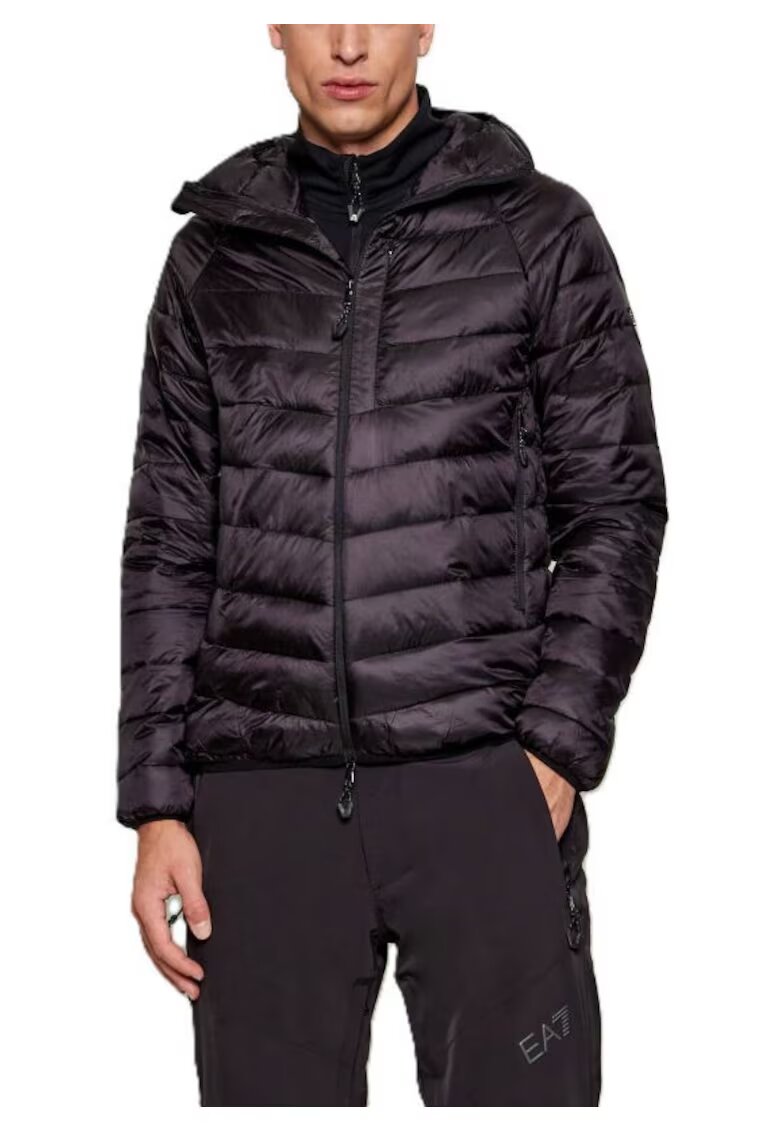 EA7 Мъжко яке SKI M KITZBUHEL LT PADDED HOODIE - полиамид - черно