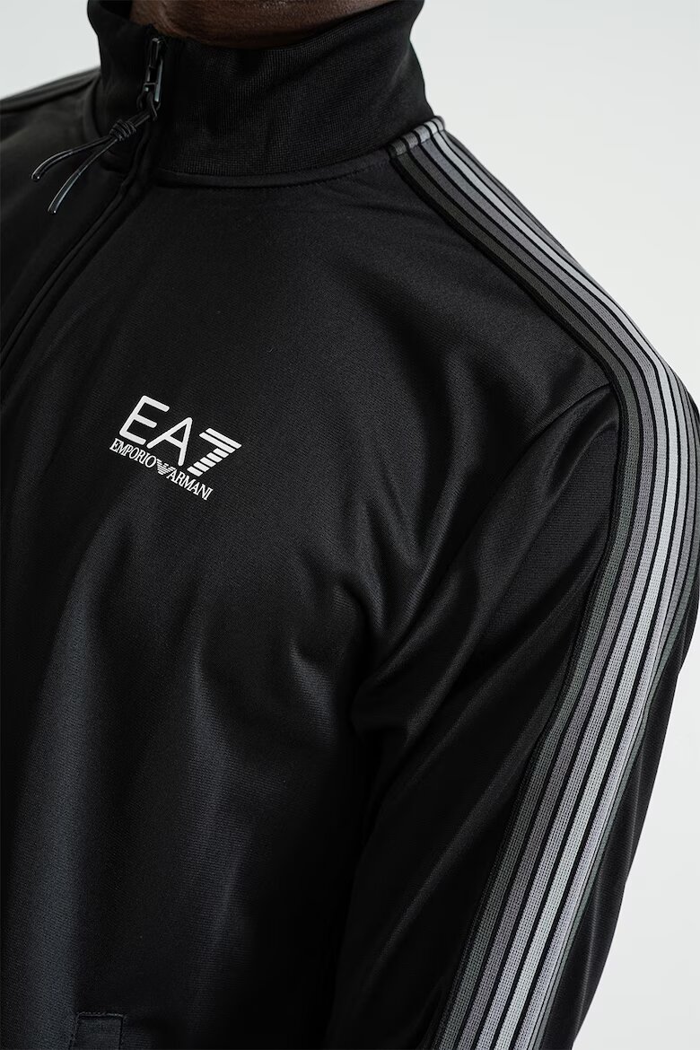 EA7 Спортен екип с цип и райе Черен/Сив