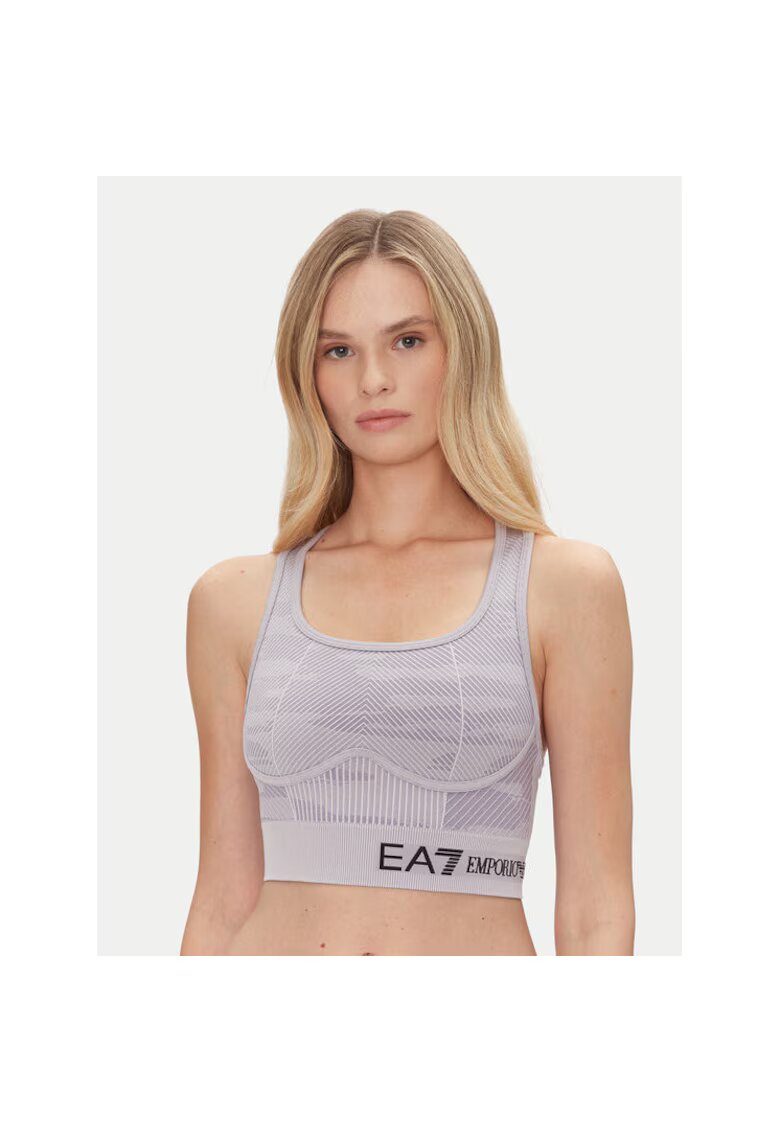 EA7 Спортен сутиен - Emporio Armani - 72% 24% полиестер - 4% еластан - лавандулово сиво