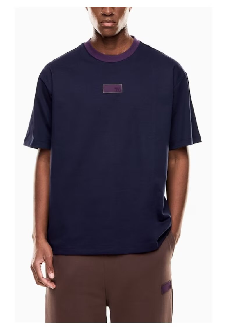 EA7 Тениска унисекс TRAIN 7.0 U TEE SS PRINT - Памук - Синя