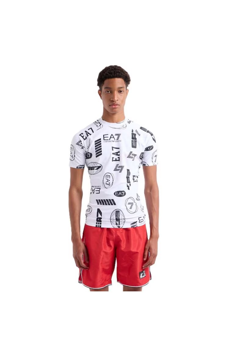 EA7 Тениска за мъже - m tee ss lycra - 7M000547-AF13158-F0043 - Бяла