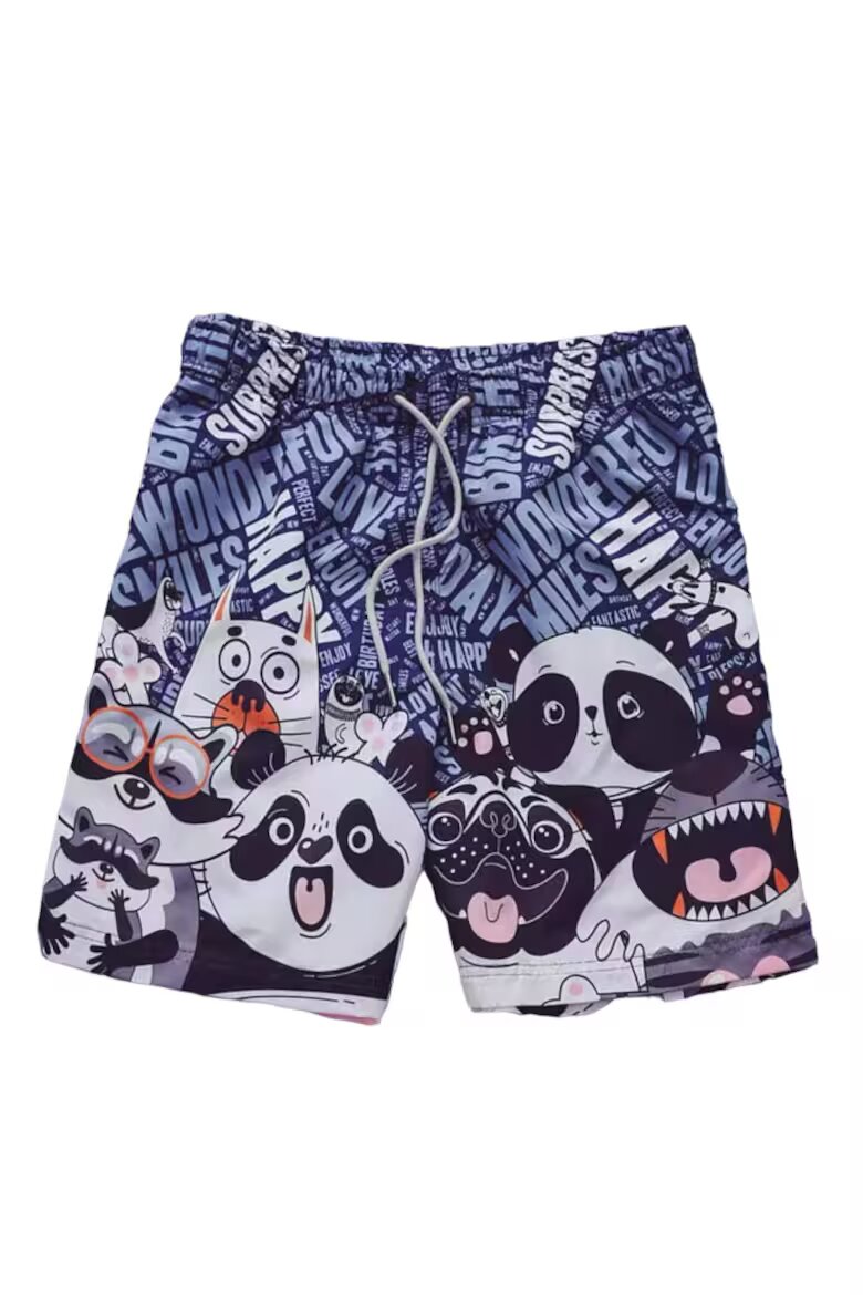 EFAYN.RO Мъжки бански шорти Sort с принт Panda Bears и техните приятели Happy Animal Kingdom Бързосъхнещ EFAYN Син