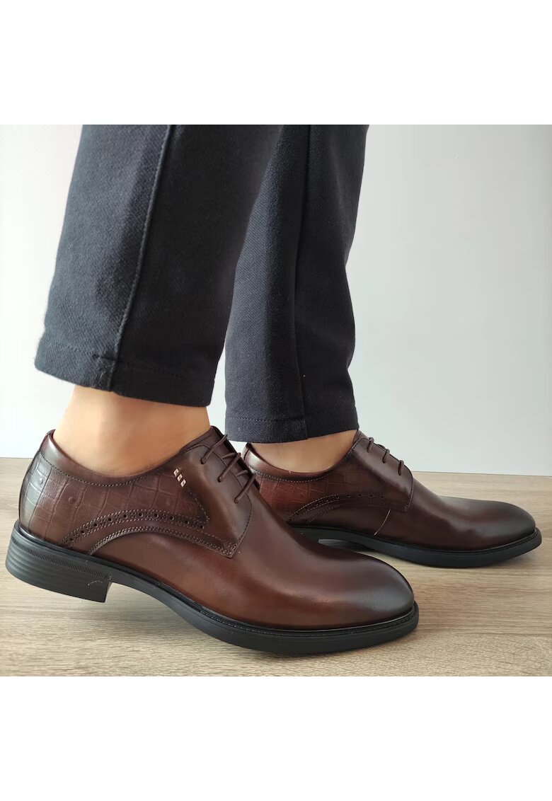 ELDEMAS Елегантни мъжки обувки Tkh1352 Brown - Кафяви