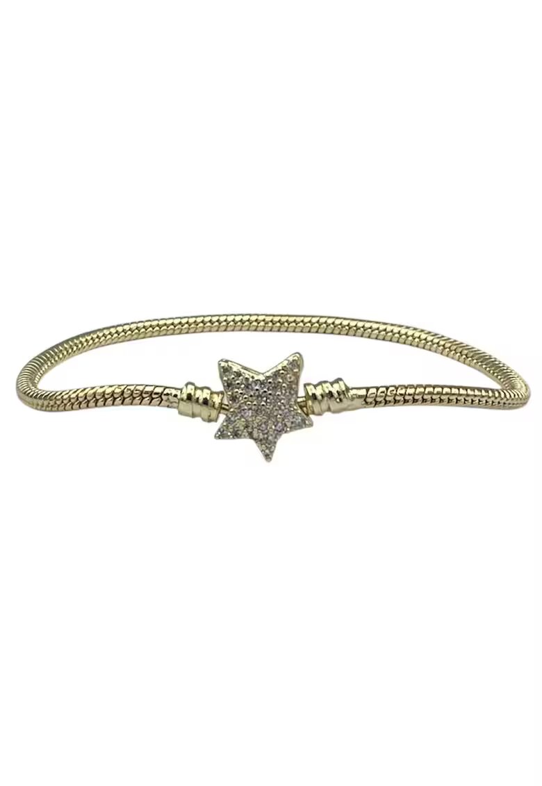 ElectraStore Brățară cu pandantiv în formă de stea - aliaj metalic placat cu aur galben 14K - 18cm