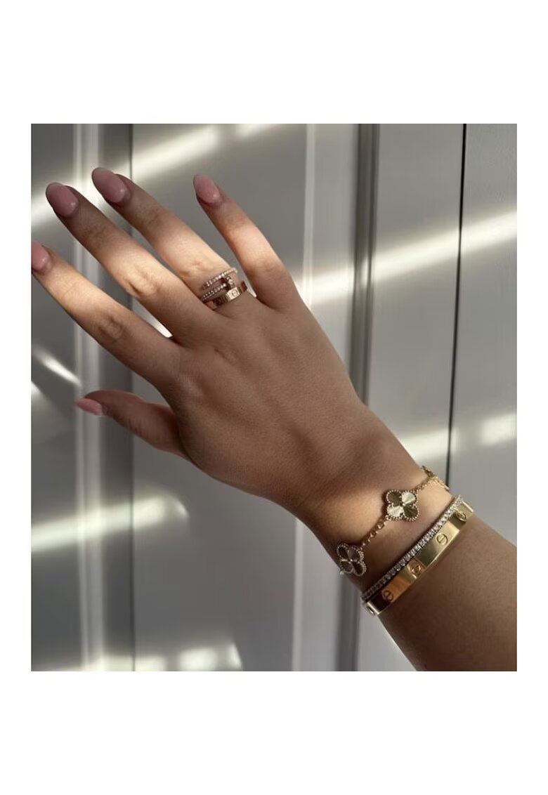 ElectraStore Комплект бижута за жени златна гривна - дизайн Luxury Gold & Love