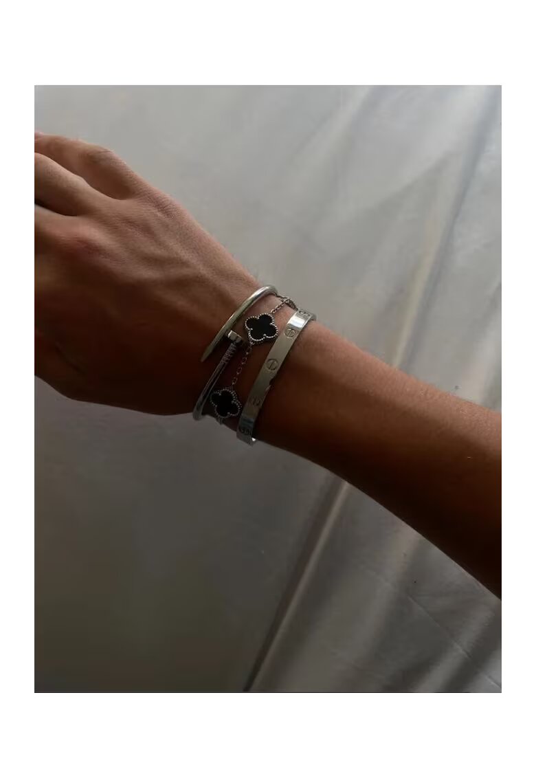 ElectraStore Комплект Гривни Silver Luxury Onyx