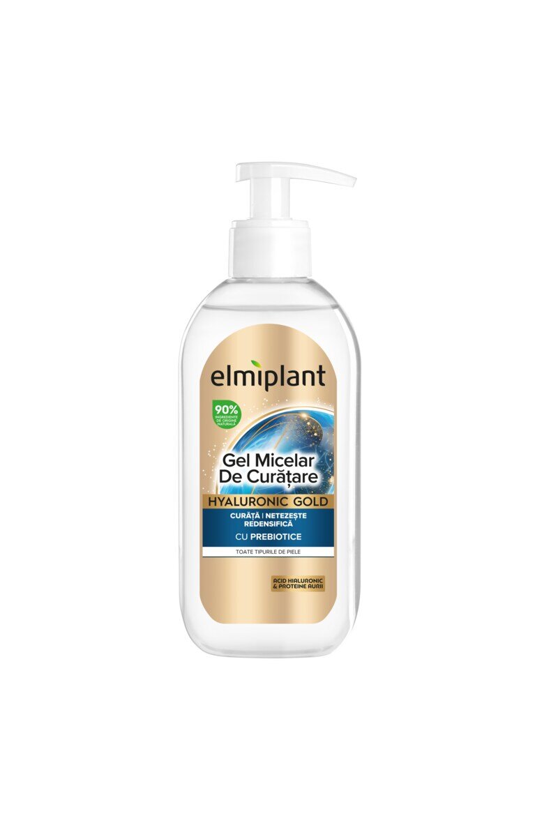 Elmiplant Мицеларен гел за почистване HYALURONIC GOLD с 92% съставки от естествен произход 200 мл