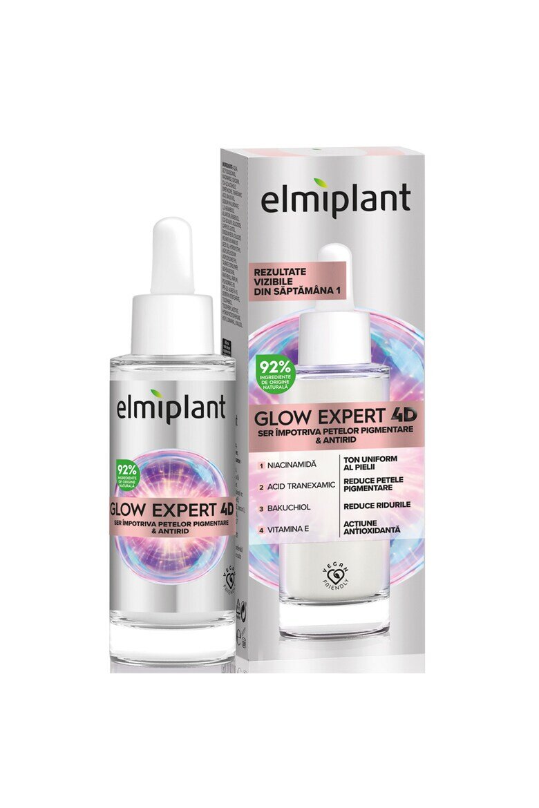 Elmiplant Серум за лице Glow Expert 4D Против пигментни петна Против бръчки С ниацинамид и бакучиол 30 мл