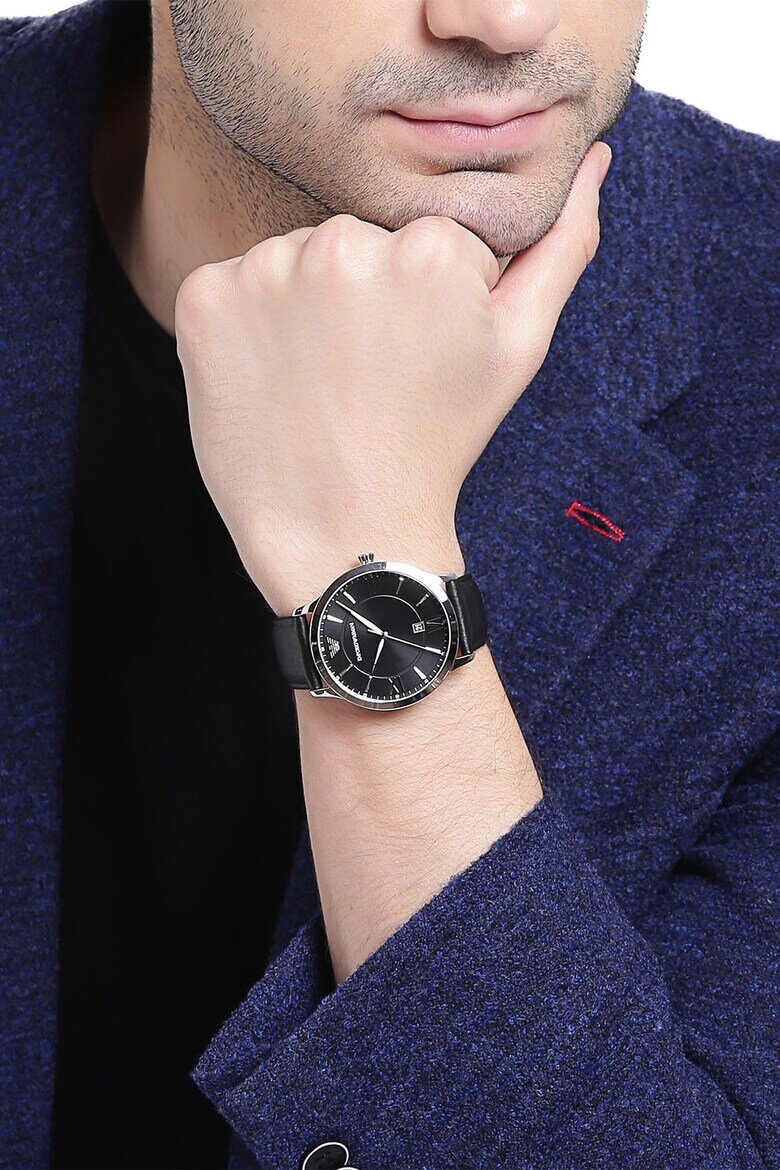 Emporio Armani Кварцов часовник с кожена каишка
