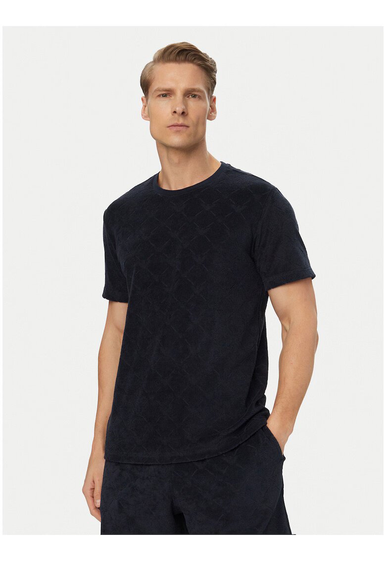 Emporio Armani Мъжка тениска - черна - памук и полиестер - стандартна кройка