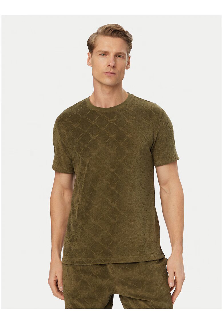 Emporio Armani Мъжка тениска - зелена - памук и полиестер - изчистен дизайн - кройка regular fit