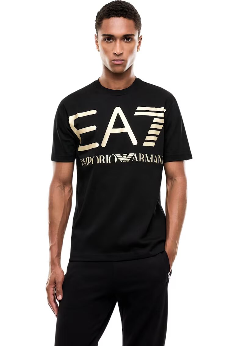 Emporio Armani Тениска EA7 Train Logo Series M Oversize 62483 - Златист/Черен