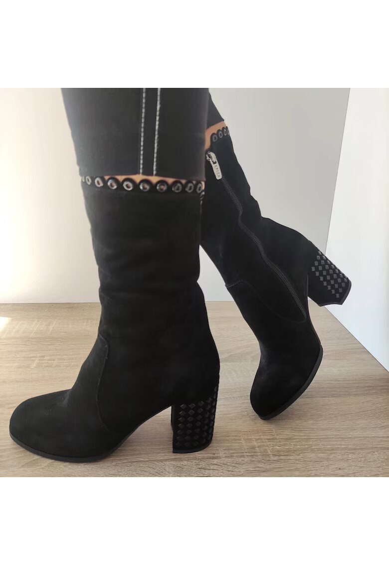 Epica Елегантни дамски боти F-M112 Black Velvet - Черно кадифе