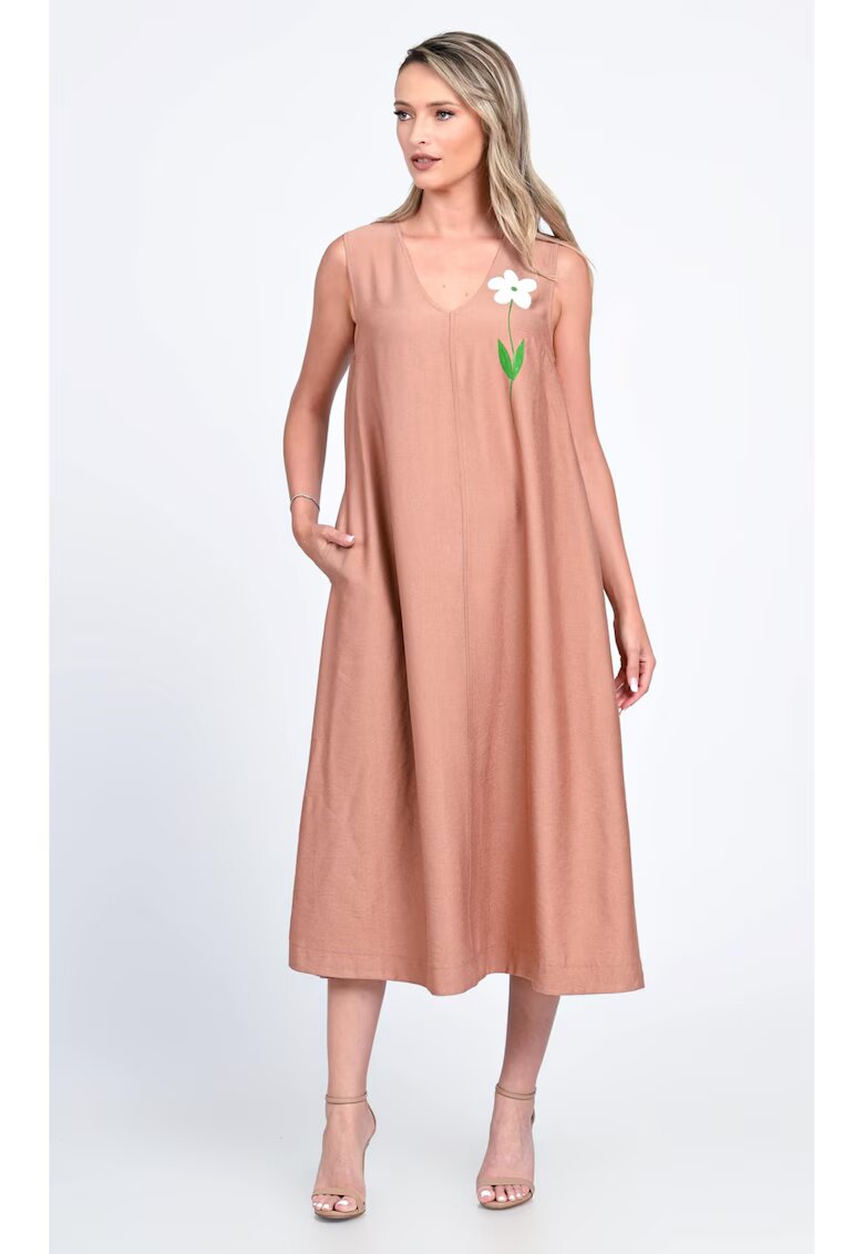 Eranthe V323P Loose V-neckline Dress