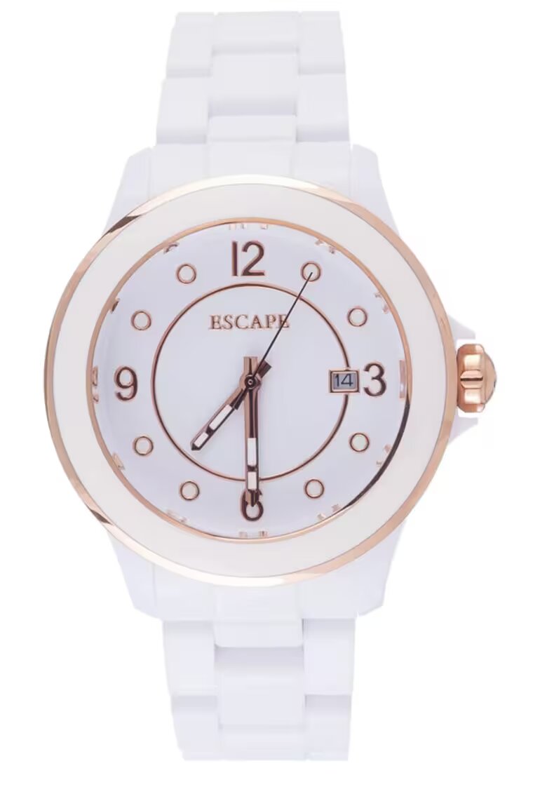 Escape Дамски часовник ECP10762 - 40 мм - бяла пластмасова каишка - водоустойчив 5 ATM