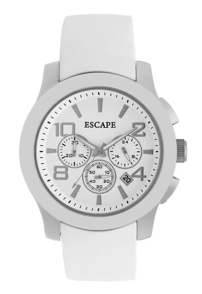 Escape Мъжки часовник модел ECP10675 - силиконова каишка - бял - 46мм - водоустойчивост 5 ATM