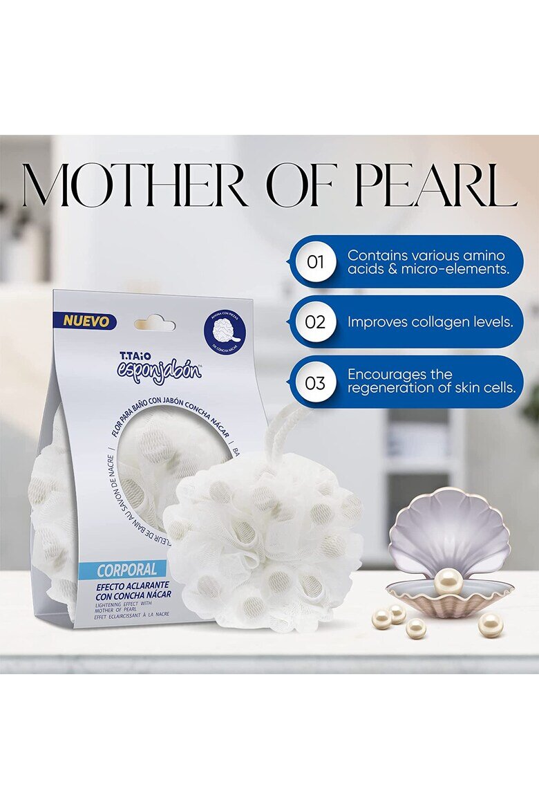 Esponjabon Гъба за душ 2 в 1 Ексфолираща мрежа Сапун Mother of Pearl С озаряващ ефект