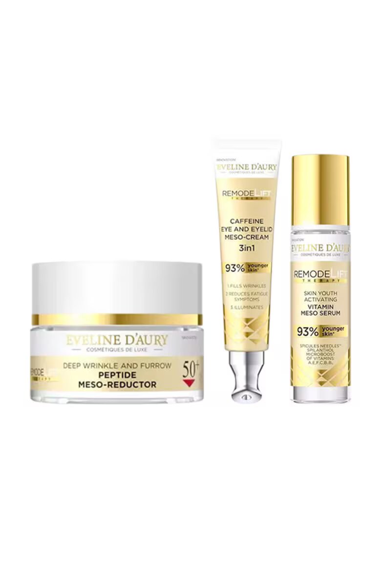 Eveline Cosmetics Комплект Eveline D'Aury 50+ Remodelift Therapy С крем за лице 50 мл Витаминизиращ серум 30 мл и крем за очи и клепачи 20 мл