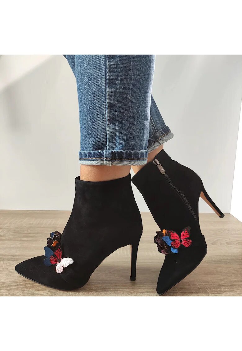 Feeling Елегантни дамски боти Mh003-2351 Black Velvet - Черно кадифе