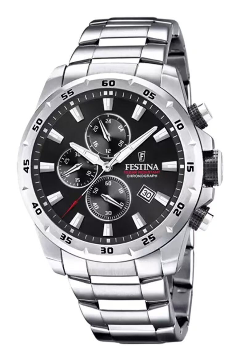 Festina Часовник хронограф от неръждаема стомана сребро Черен