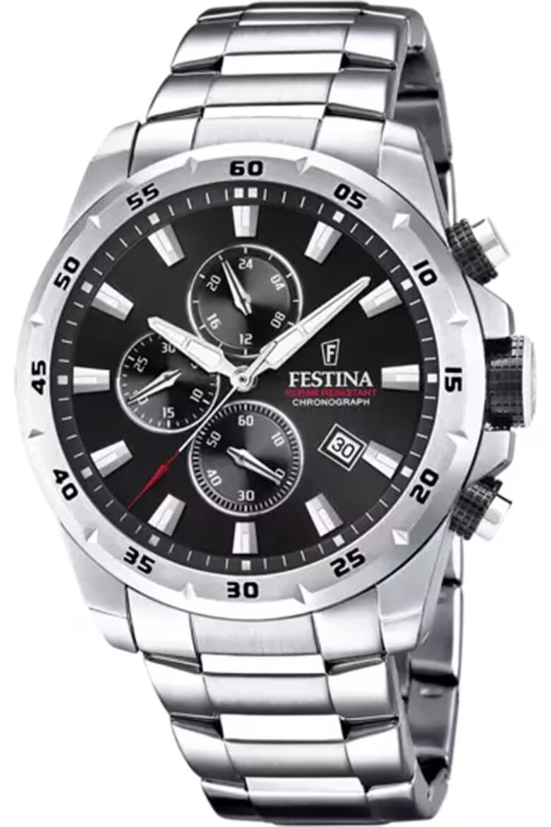Festina Часовник хронограф от неръждаема стомана сребро Черен