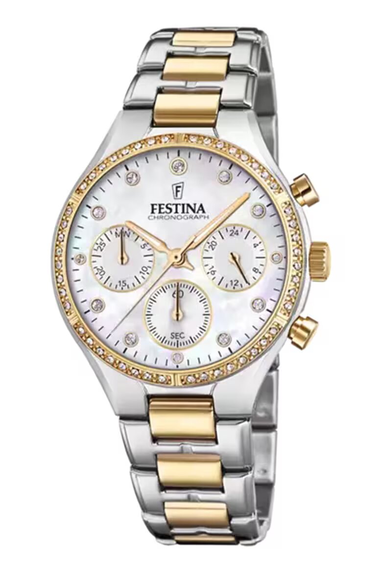 Festina Часовник от неръждаема стомана с хронограф Сребрист/Златист