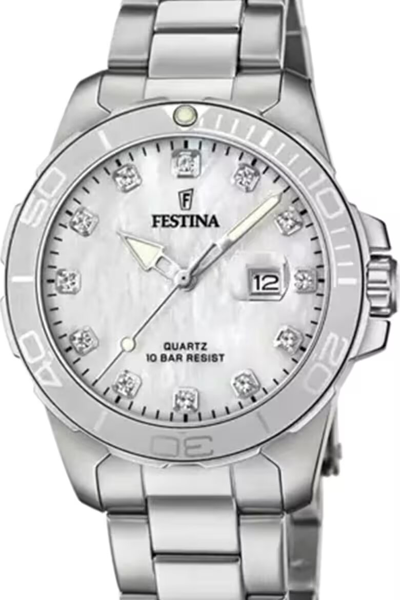 Festina Часовник от неръждаема стомана с лого Сребрист