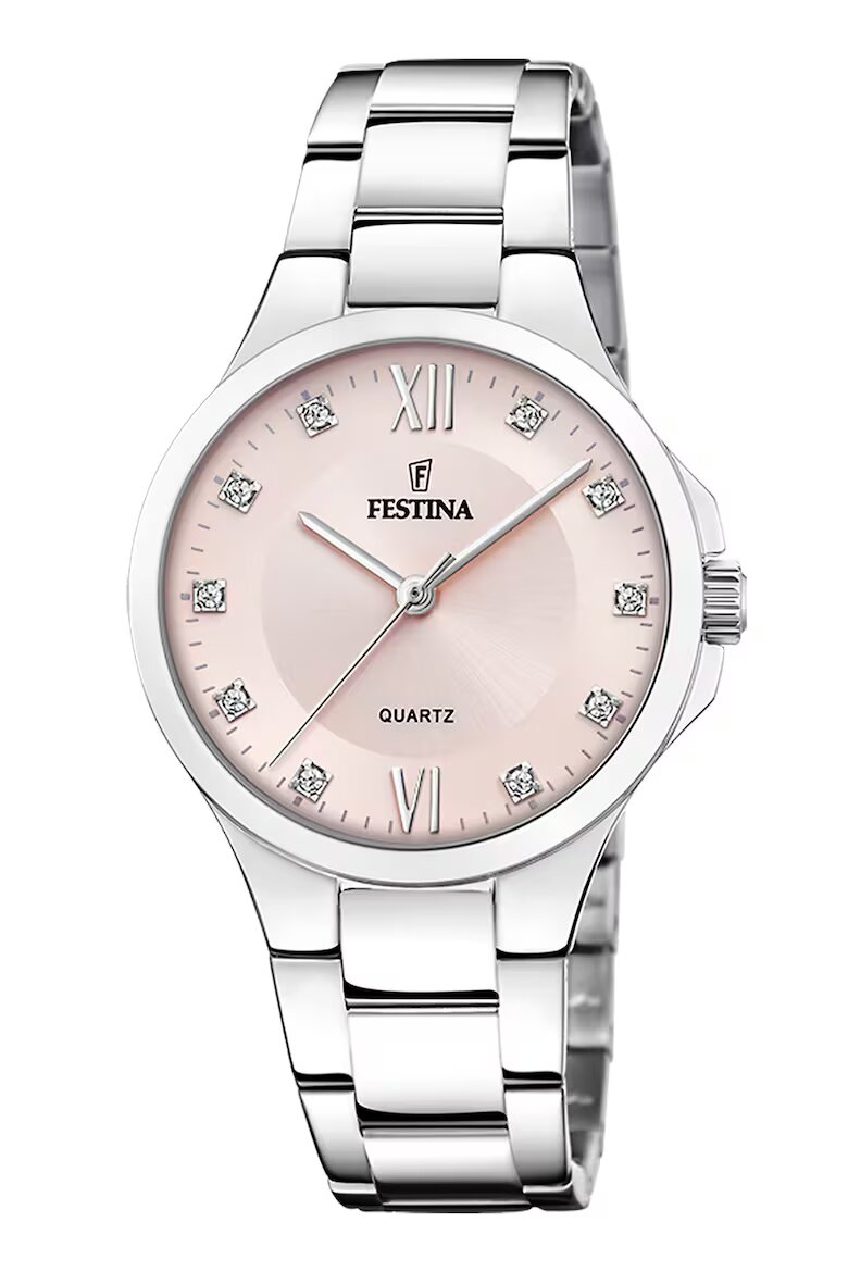 Festina Часовник от неръждаема стомана с циркони на циферблата Сребрист Бледорозов