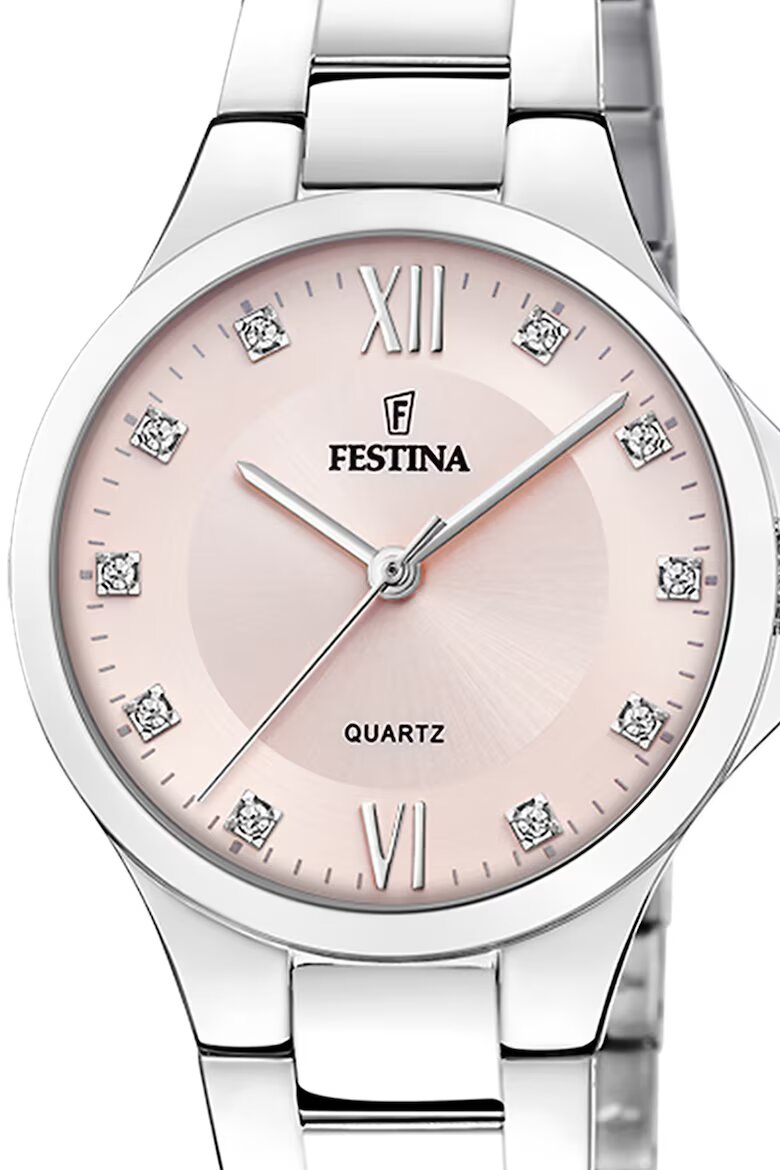 Festina Часовник от неръждаема стомана с циркони на циферблата Сребрист Бледорозов