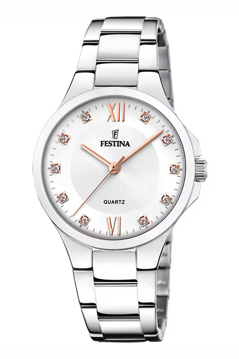 Festina Часовник от неръждаема стомана с циркони на циферблата Сребрист Сребро