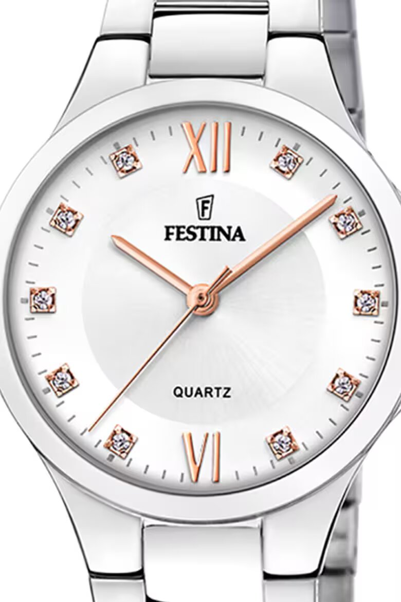 Festina Часовник от неръждаема стомана с циркони на циферблата Сребрист Сребро