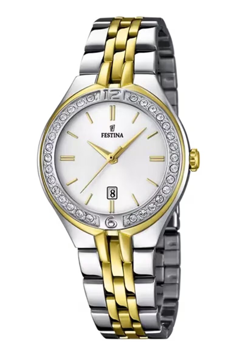 Festina Часовник от неръждаема стомана с циркони Сребрист/Златист