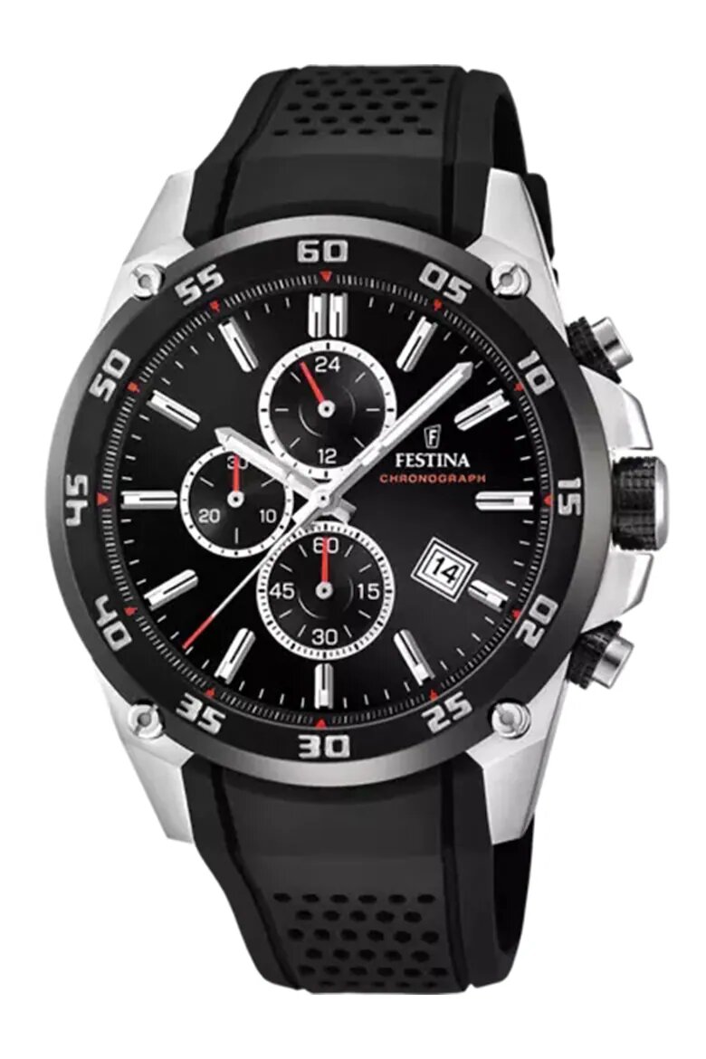 Festina Часовник с гумена каишка Черен