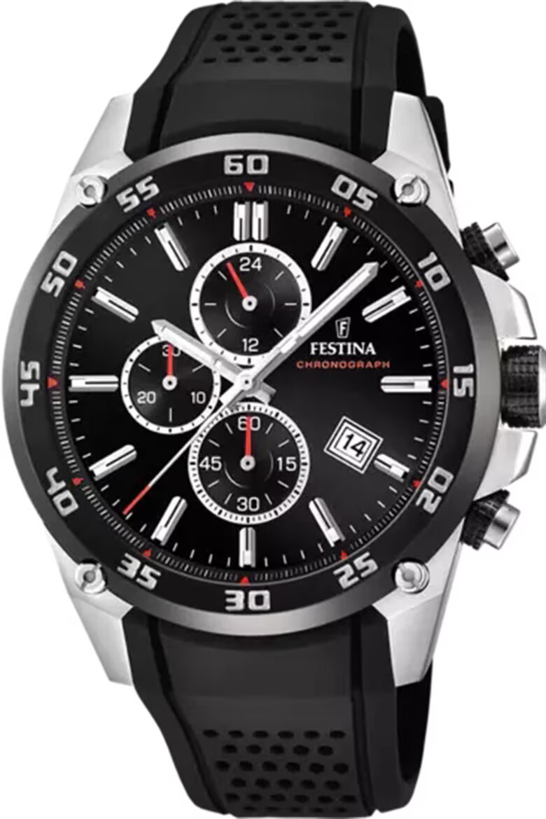 Festina Часовник с гумена каишка Черен