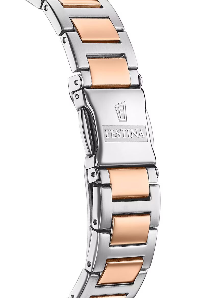 Festina Двуцветен часовник с циркони Rose Gold/Сребрист
