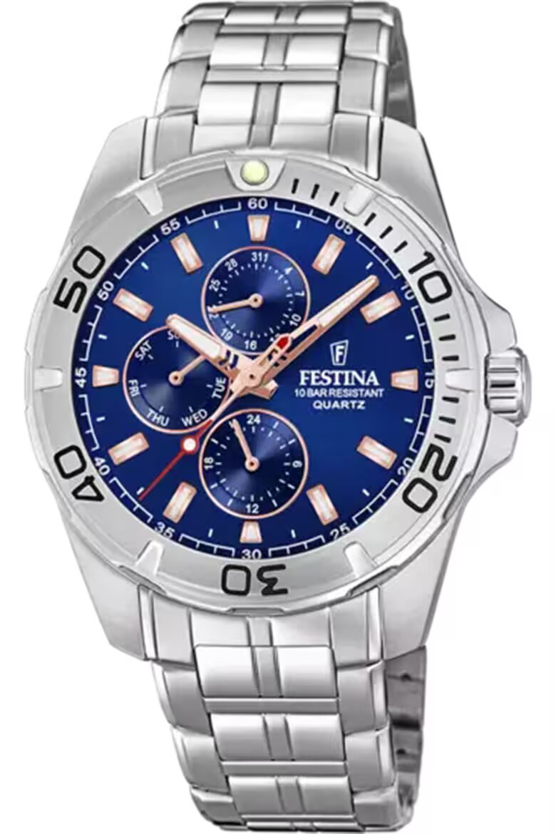 Festina Многофункционален часовник от неръждаема стомана Сребрист